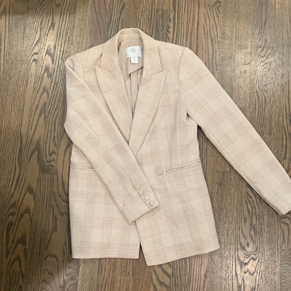 House of Harlow 1960 Plaid Blazer in Cream